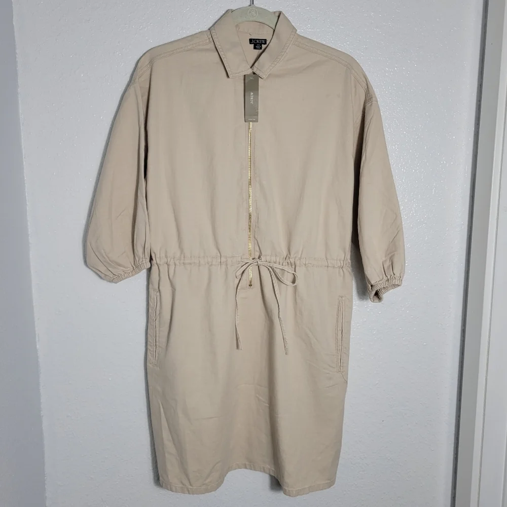 J. Crew Cinched zip-up dress in drapey cotton CA555 NWT Size XXS